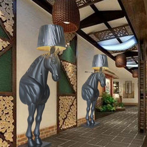 Half Body Horse Sculptural Floor LED Lamp in FRP