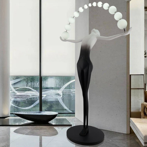 Fiberglass Human Sculptural Floor Lamp With LED Glow