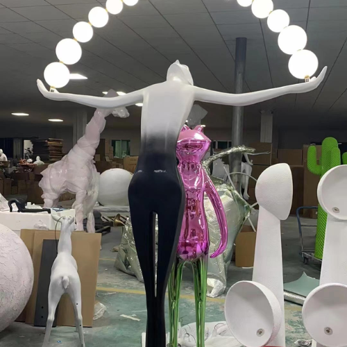 Fiberglass Human Sculptural Floor Lamp With LED Glow