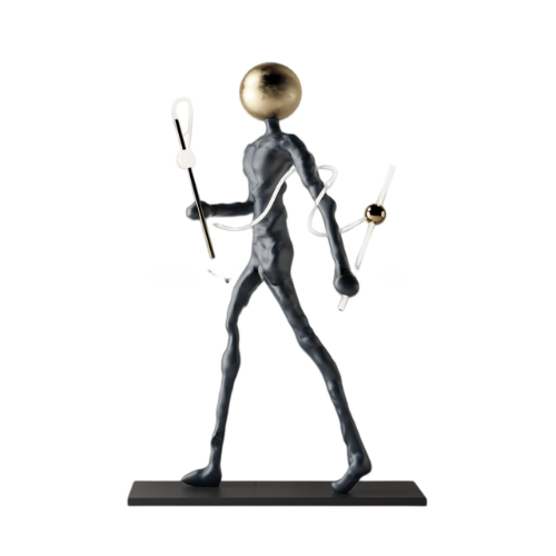 Human Figure Floor Sculpture with Integrated LED Lamp