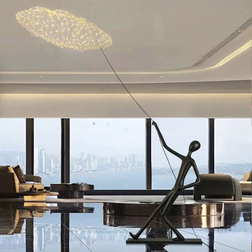 Cloud Lamp Humanoid Fiberglass Sculpture with FRP Statue Lights