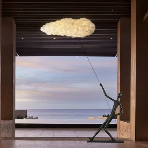 Cloud Lamp Humanoid Fiberglass Sculpture with FRP Statue Lights