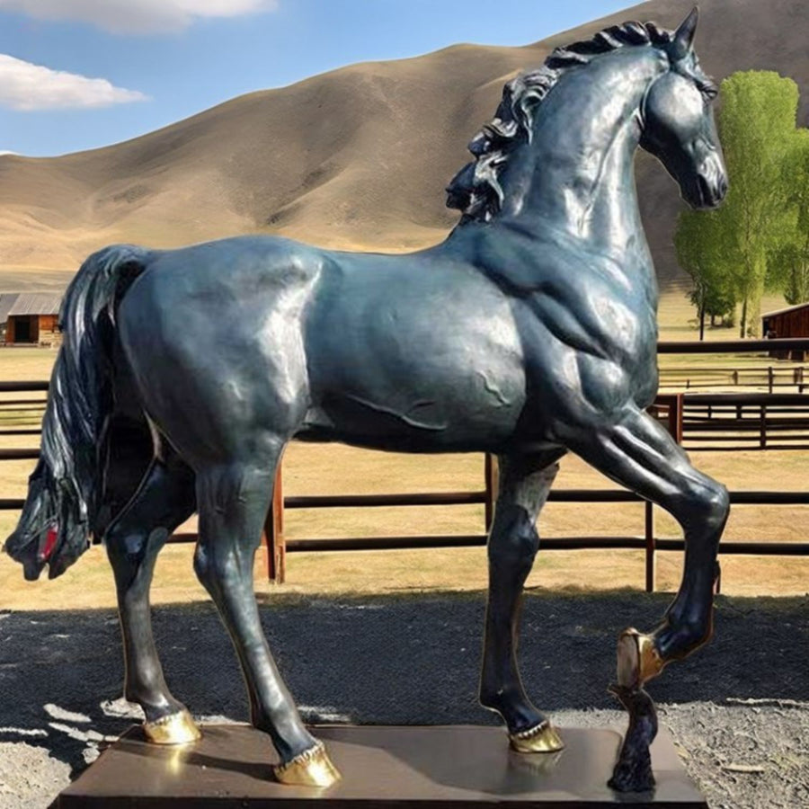 Brass Bronze Horse Statue Life Size Floor Sculpture
