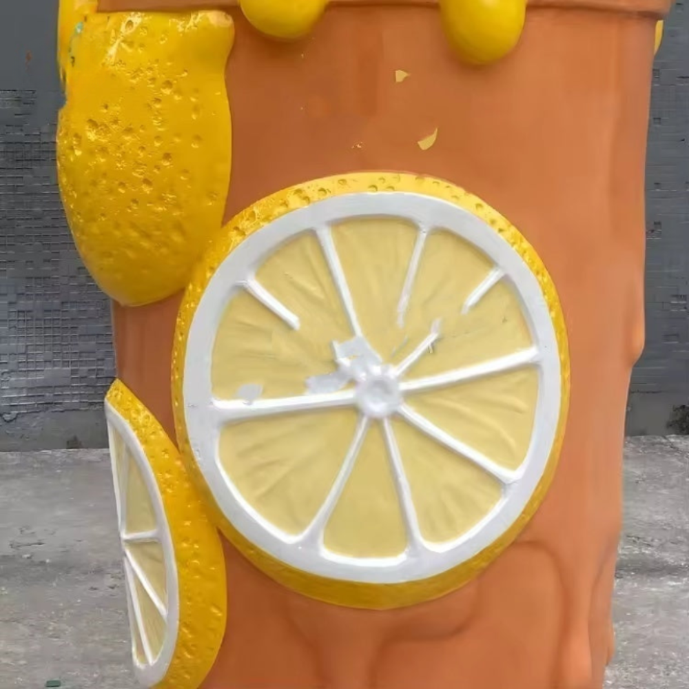 Light Up Lemon Milk Tea Cup Fiberglass Sculpture Decor
