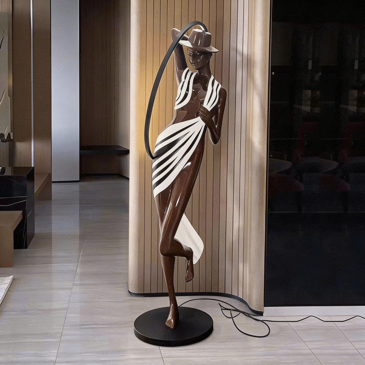 Creative Art Girl Figure Abstract Floor LED Sculptural Lamp