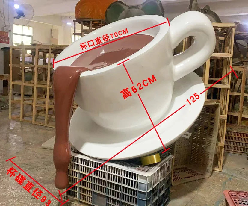 Floating Pouring Coffee Cup Sculpture for Coffee Shop Displays