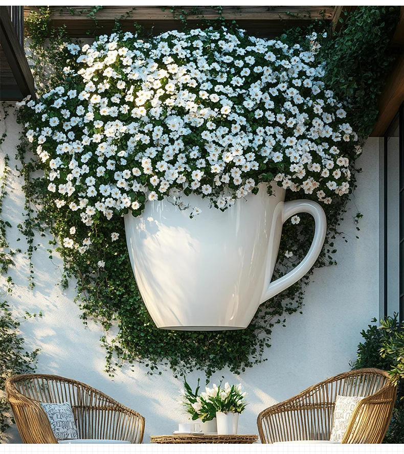 Floating Pouring Coffee Cup Sculpture for Coffee Shop Displays
