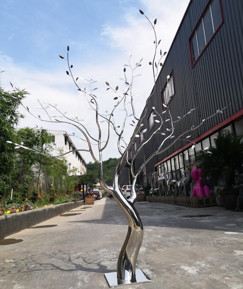 5.6 FT Mirror Polished Stainless Steel Tree Sculpture