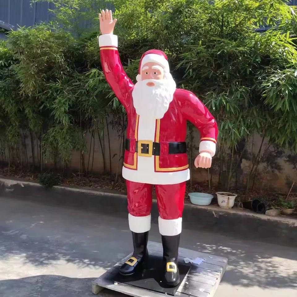 Santa Claus Fiberglass Statue for Christmas Window Displays