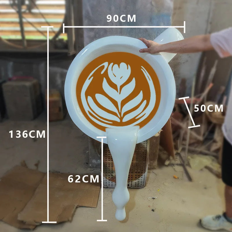 Floating Pouring Coffee Cup Sculpture for Coffee Shop Displays