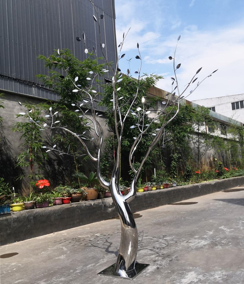 5.6 FT Mirror Polished Stainless Steel Tree Sculpture