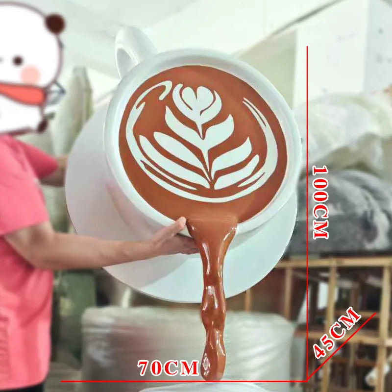 Floating Pouring Coffee Cup Sculpture for Coffee Shop Displays