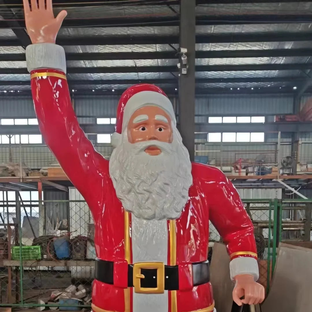 Santa Claus Fiberglass Statue for Christmas Window Displays