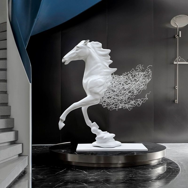 Life-Size Half-Wireframe Horse Sculpture-Decorative Statue-OVERSCALE ART