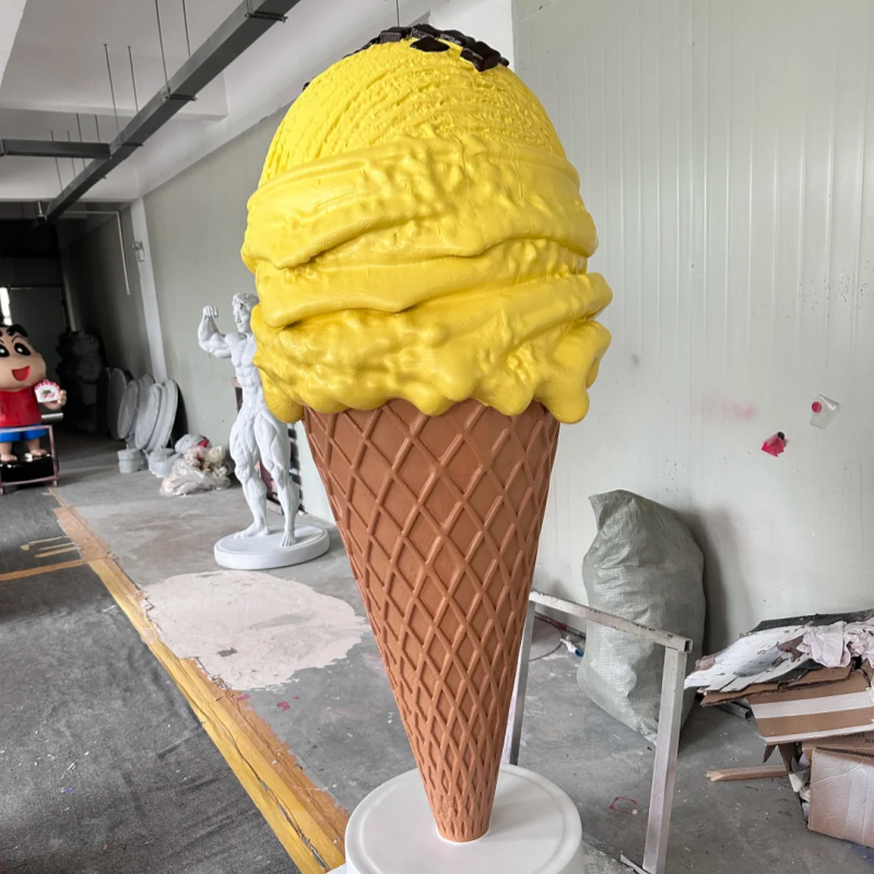Giant Waffle Ice Cream Cone Fiberglass Sculpture Statue