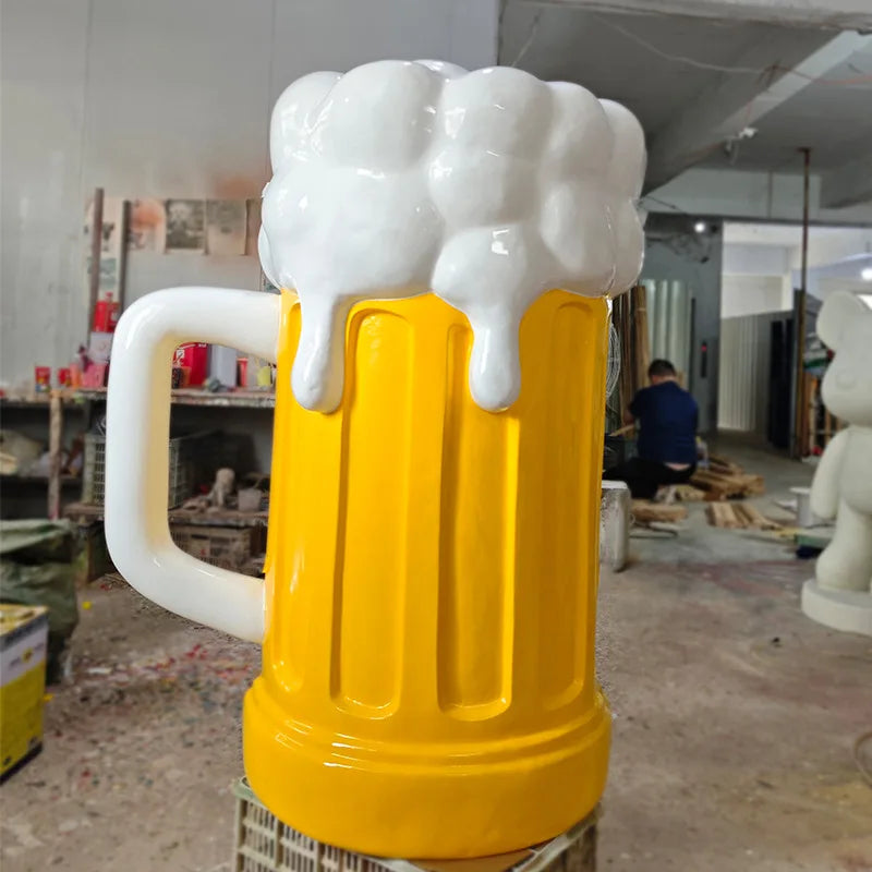 Outdoor Fiberglass Beer Sculpture for Pub Shop Entrances