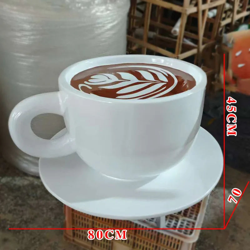 Floating Pouring Coffee Cup Sculpture for Coffee Shop Displays