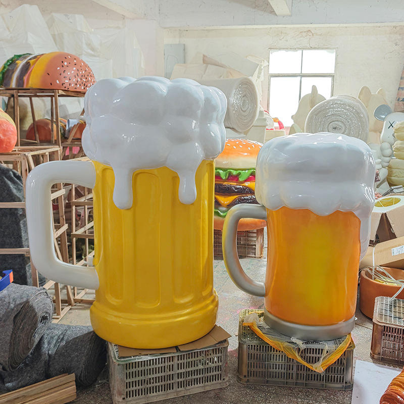 Outdoor Fiberglass Beer Sculpture for Pub Shop Entrances