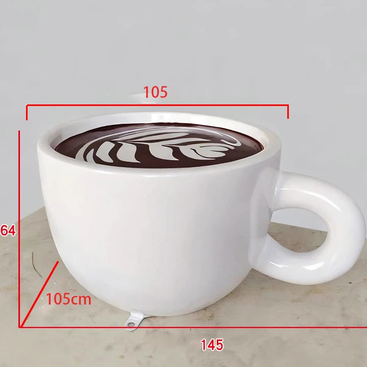 Floating Pouring Coffee Cup Sculpture for Coffee Shop Displays