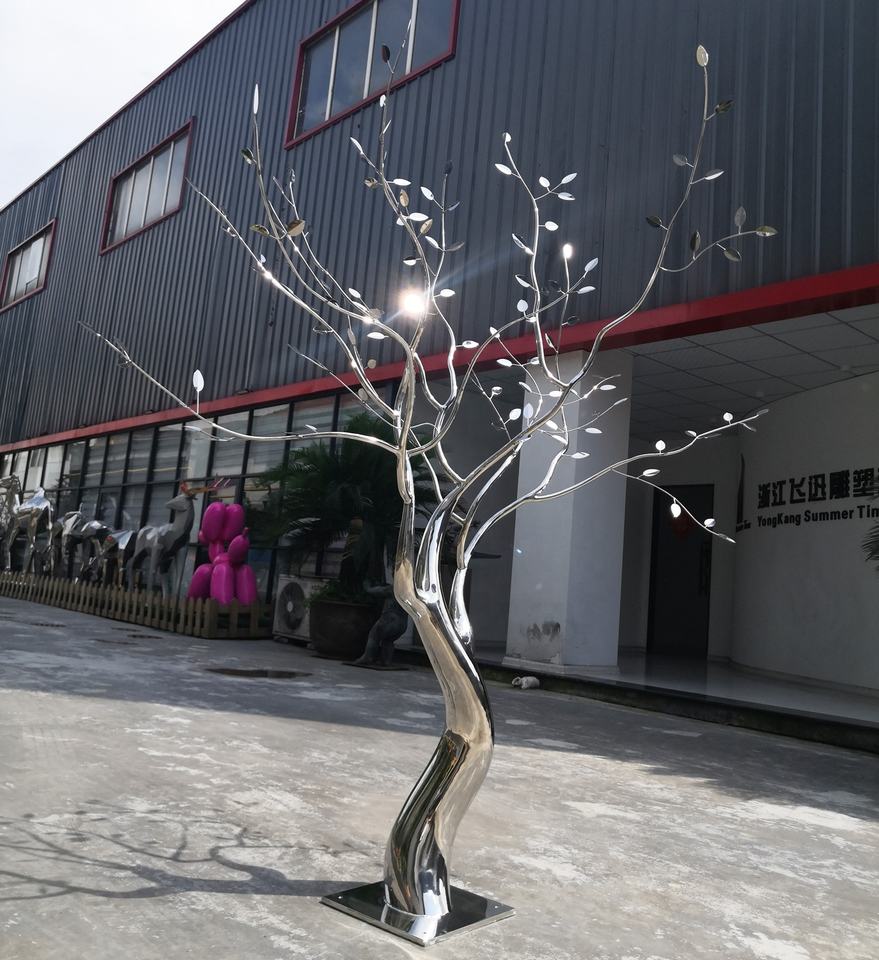 5.6 FT Mirror Polished Stainless Steel Tree Sculpture