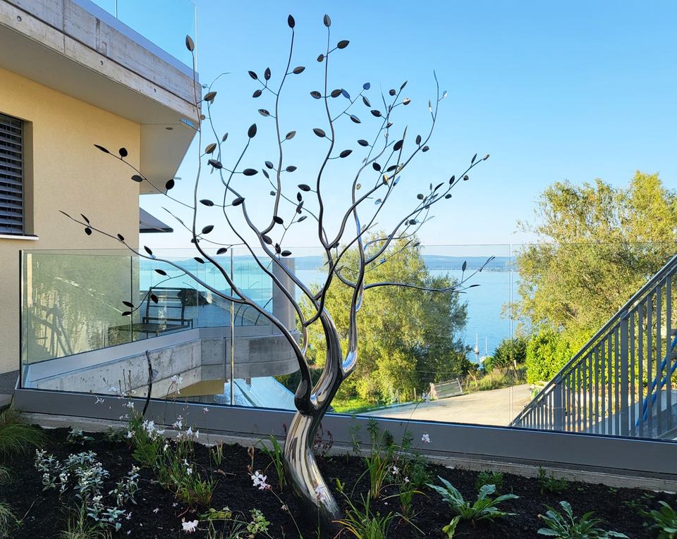 5.6 FT Mirror Polished Stainless Steel Tree Sculpture