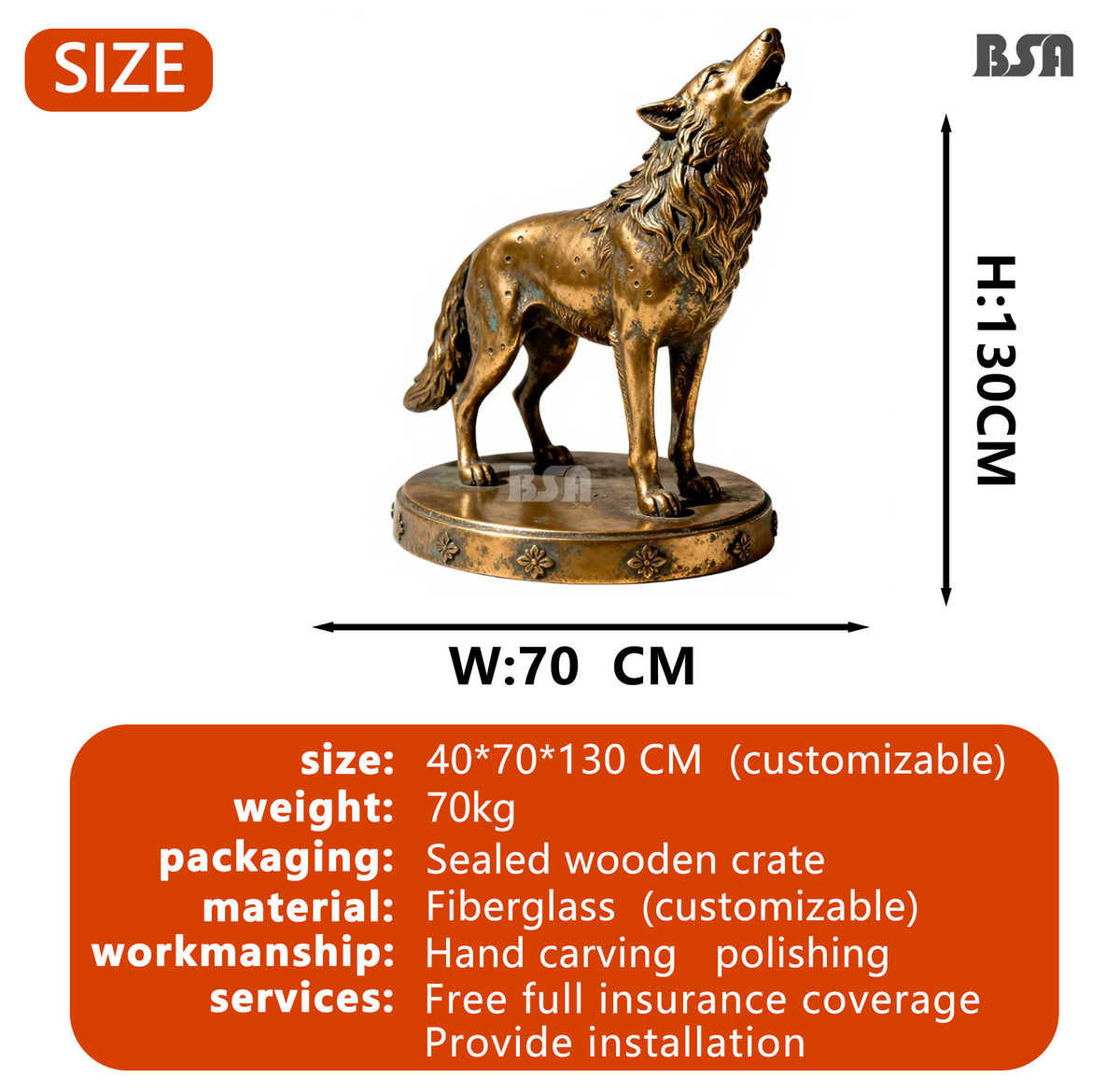 Howling Wolf Resin Sculpture American Style Howling Wolf Resin
