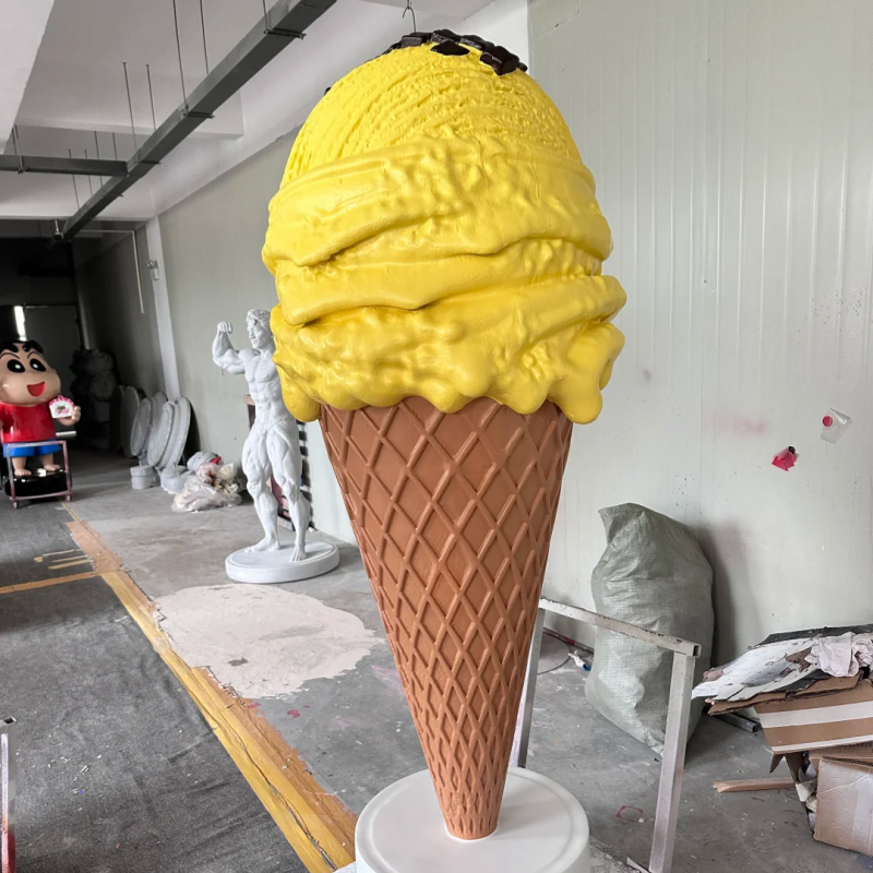 Giant Waffle Ice Cream Cone Fiberglass Sculpture Statue