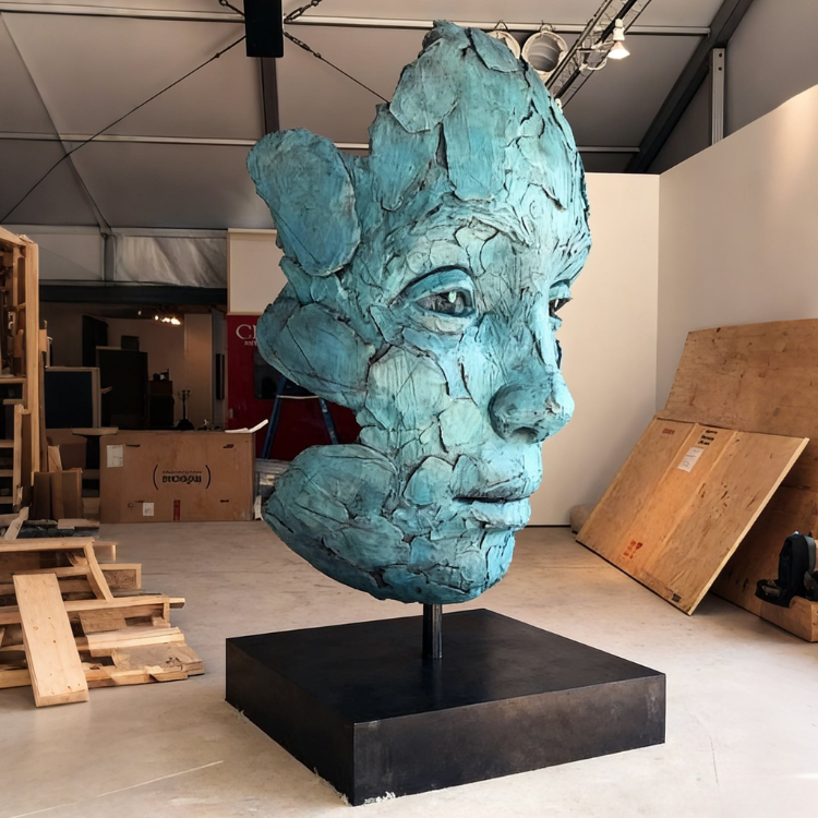 Modern Bronze Female Facial Sculptures for Public Art