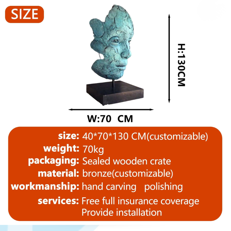 Modern Bronze Female Facial Sculptures for Public Art