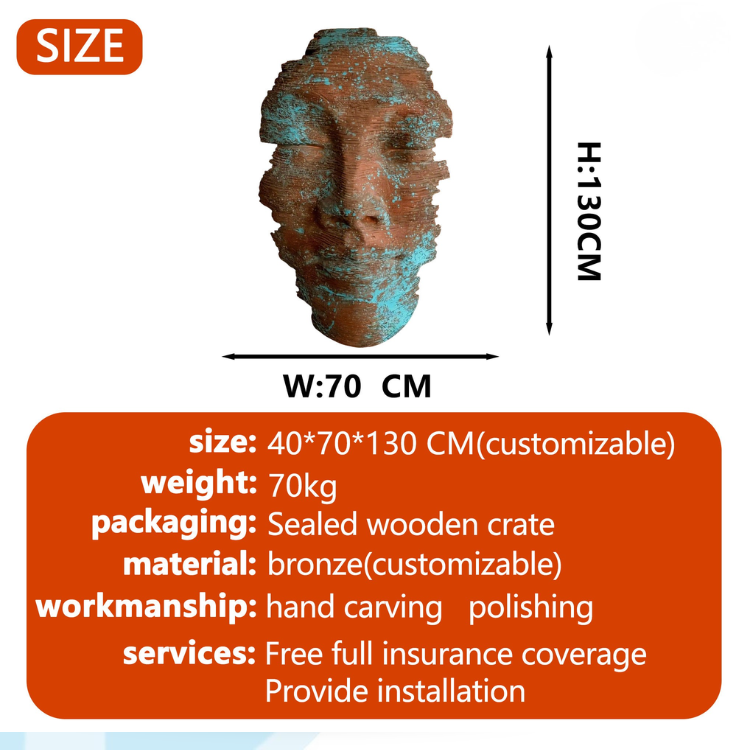 Cast Metal Bronze Facial Statues for Spa Decoration