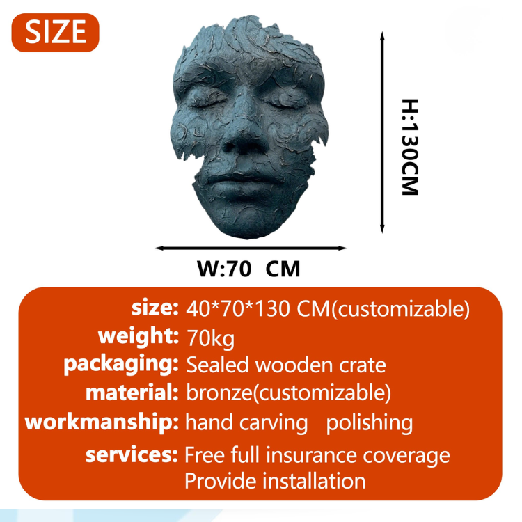 Large Bronze Abstract Female Facial Art Sculpture Statue