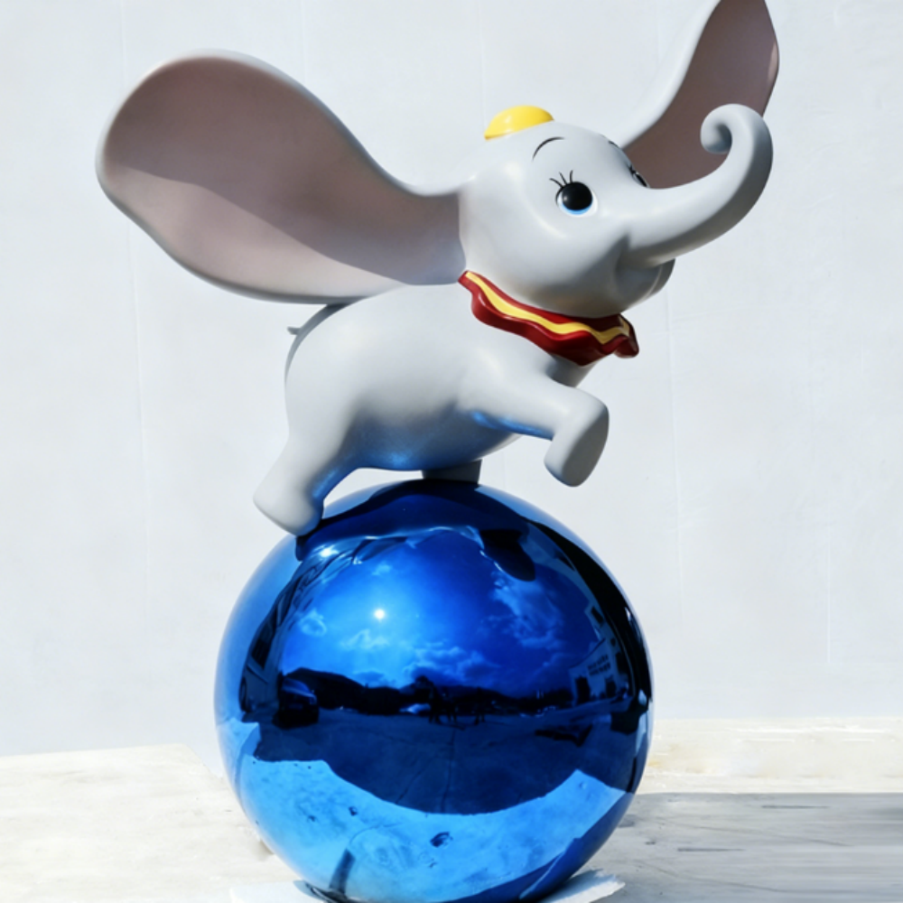 Adorable Flying Elephant Statues FRP Floor Sculpture-OVERSCALE ART