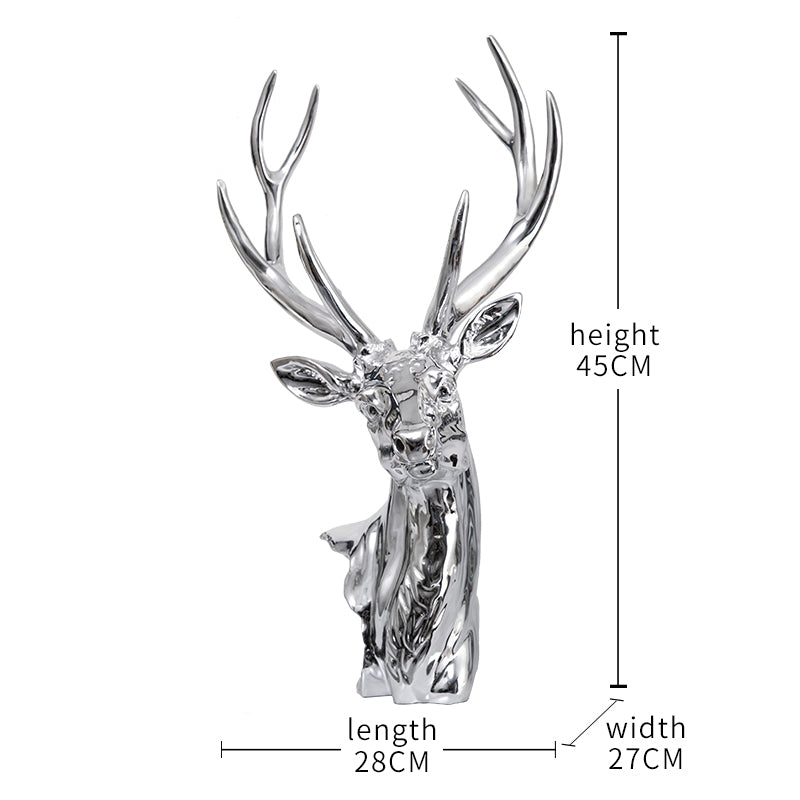 Bronze Deer Head Statue Resin Sculpture Life Size Accent