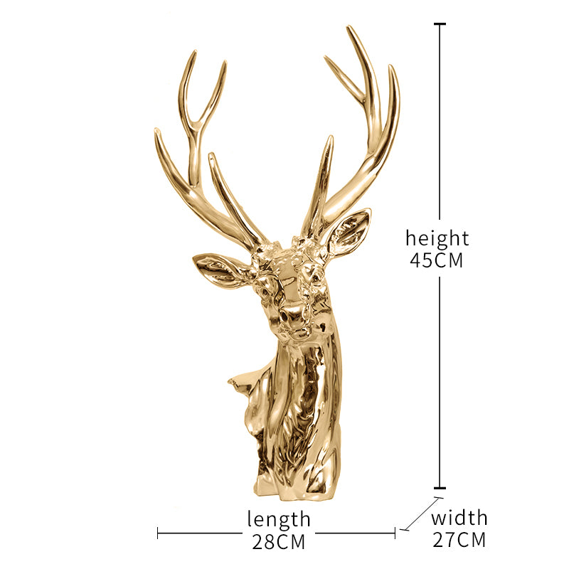 Bronze Deer Head Statue Resin Sculpture Life Size Accent
