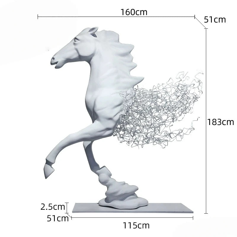 Life-Size Half-Wireframe Horse Sculpture-Decorative Statue-OVERSCALE ART