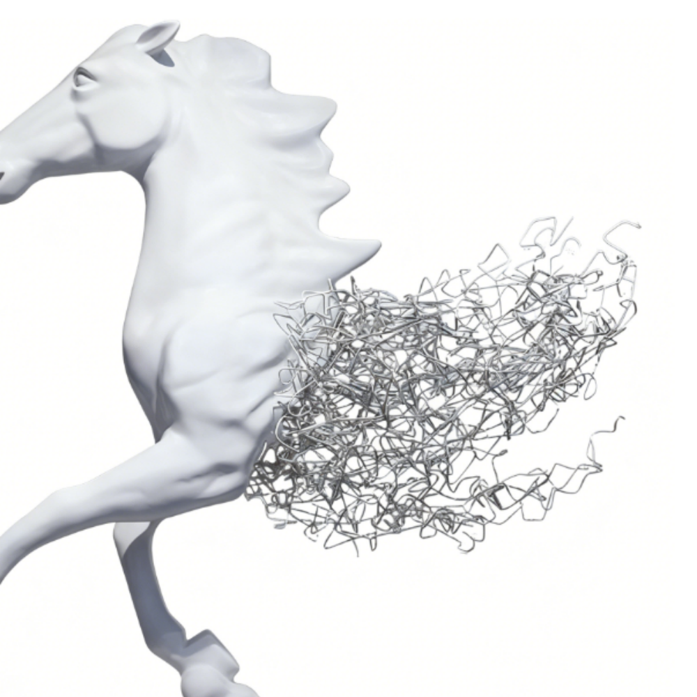 Life-Size Half-Wireframe Horse Sculpture-Decorative Statue-OVERSCALE ART