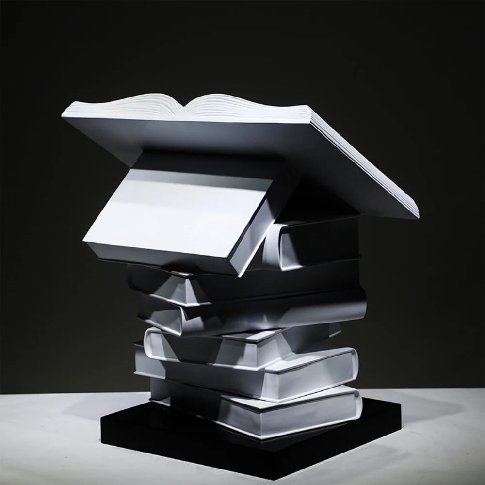 Creative Open Book Fiberglass Sculpture for Literary Interiors
