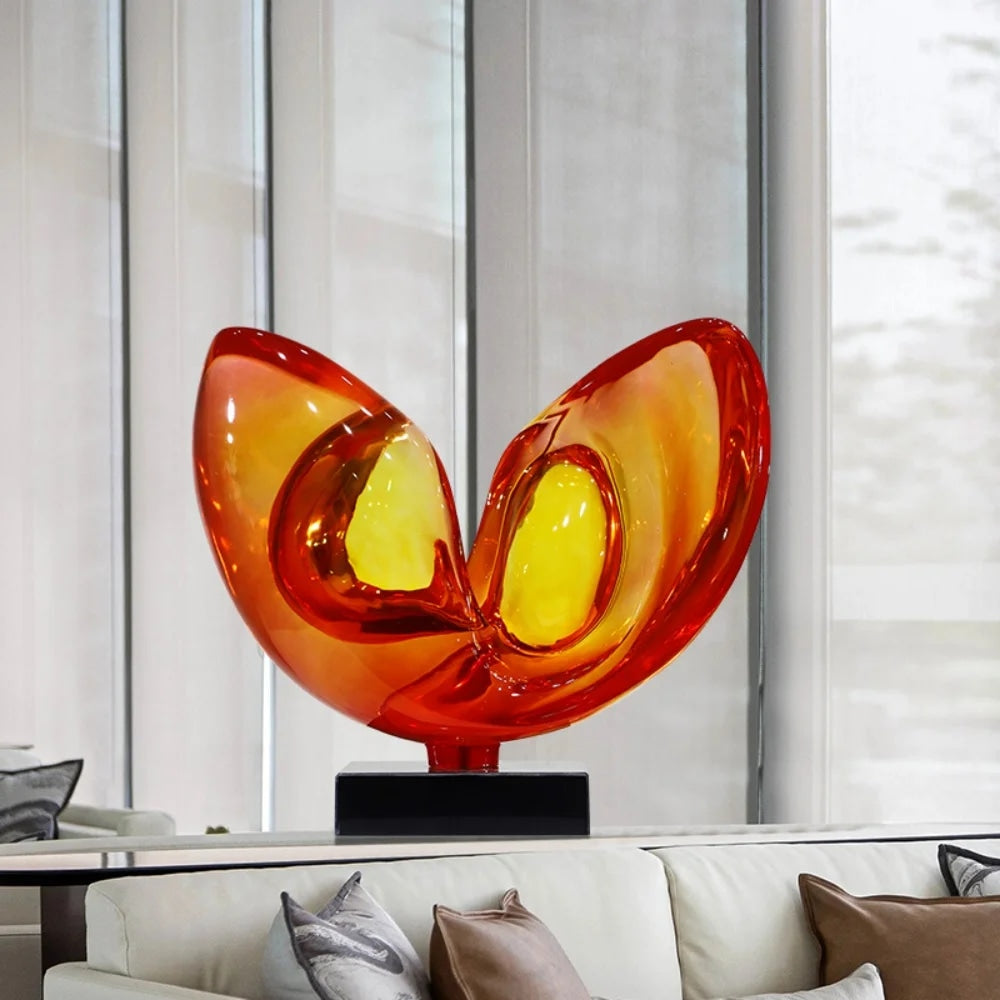 Crystal Like Double Petal Resin Sculpture Clear Ornament