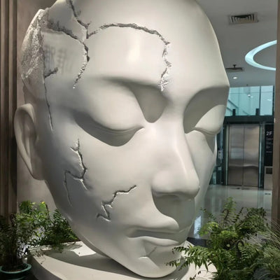 Dual Form Fiberglass Figure Sculpture with Cracked Head-Decorative Sculpture-OVERSCALE ART