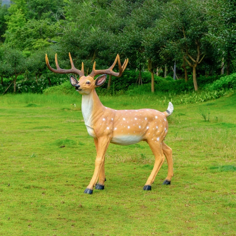 Exquisite Carving Lifelike Large Sika Deer Sculpture Statue