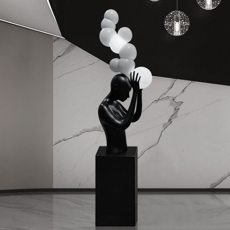 Fiberglass Figure Floor Lamp with Abstract Ball LED-Sculptural Floor Lamp-OVERSCALE ART