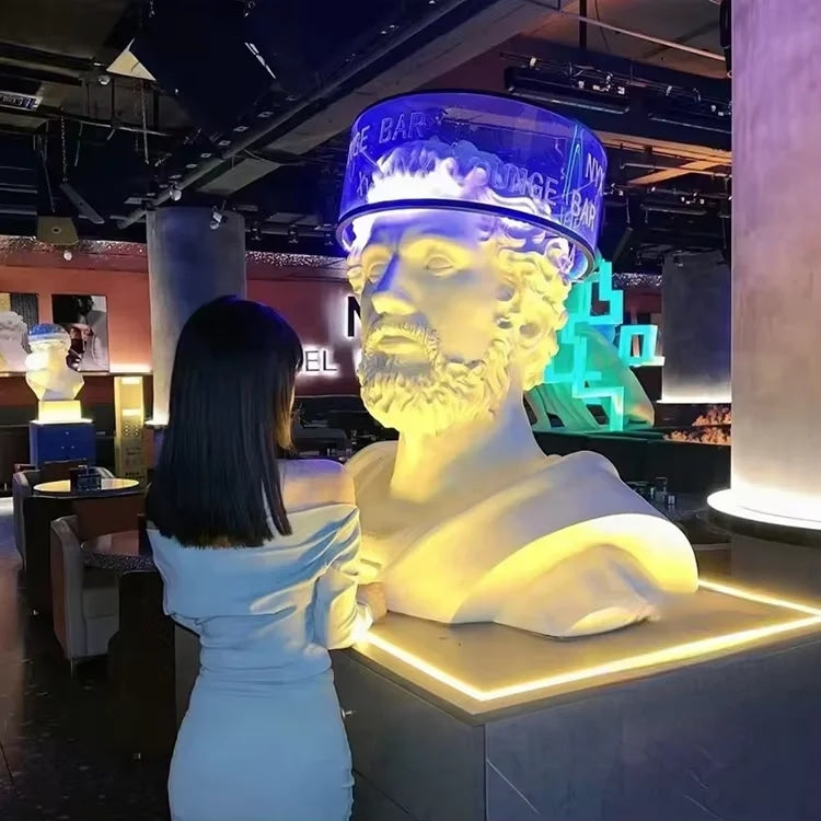 Fiberglass Greek Head Classical Bust with LED Screen