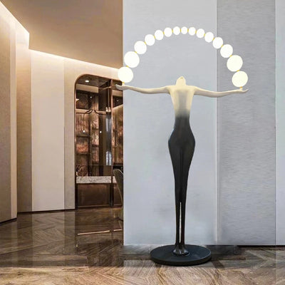 Fiberglass Human Sculptural Floor Lamp With LED Glow