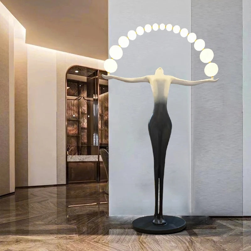 Fiberglass Human Sculptural Floor Lamp With LED Glow