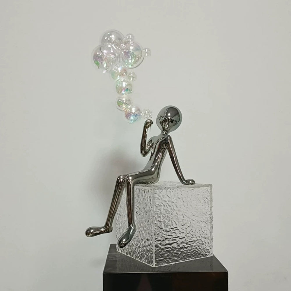 Fiberglass Statue Mirror Iridescent Bubble Figure Sculpture-OVERSCALE ART