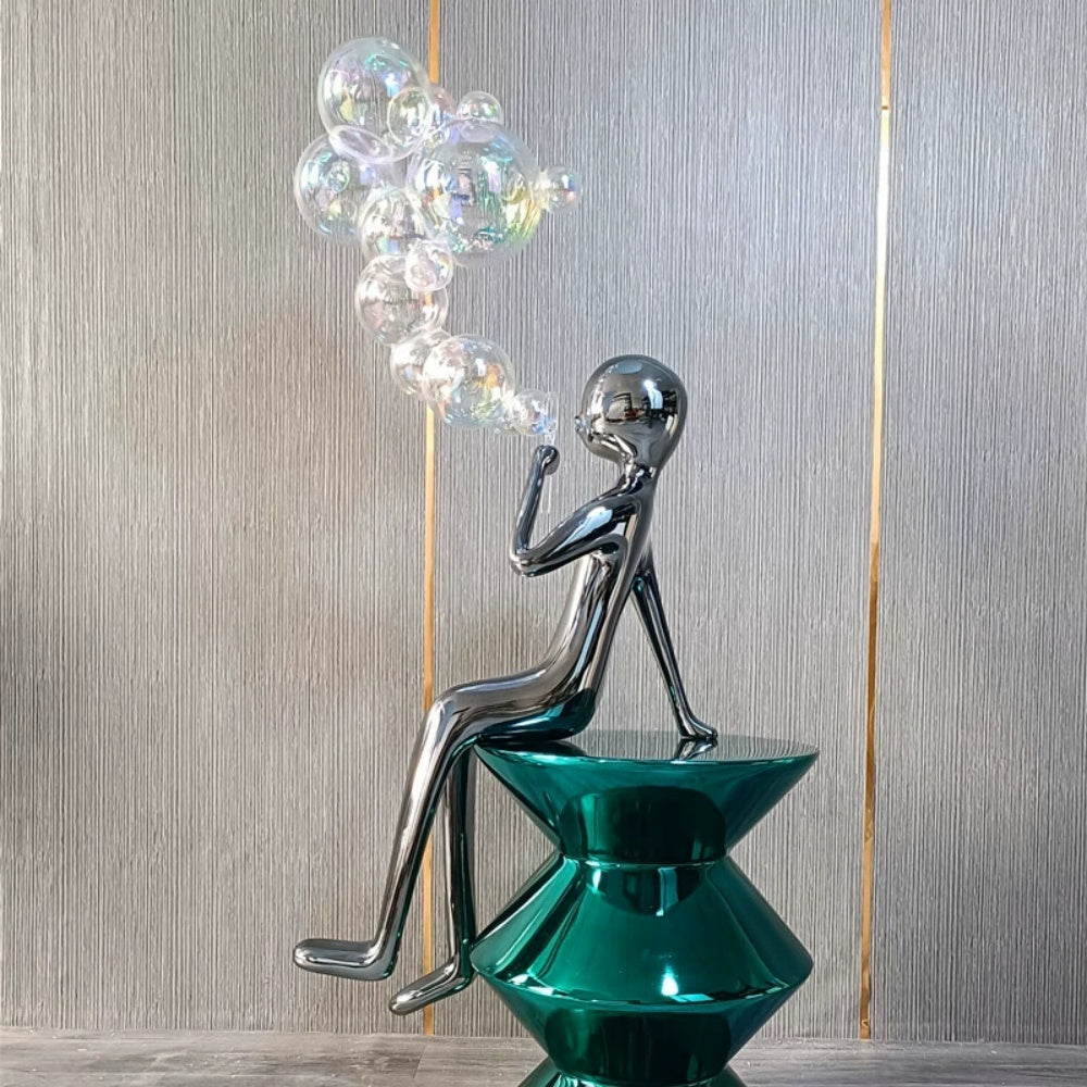 Fiberglass Statue Mirror Iridescent Bubble Figure Sculpture-OVERSCALE ART