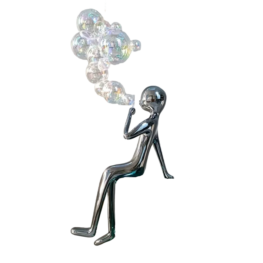 Iridescent Fiberglass Bubble Figure Floor Sculpture