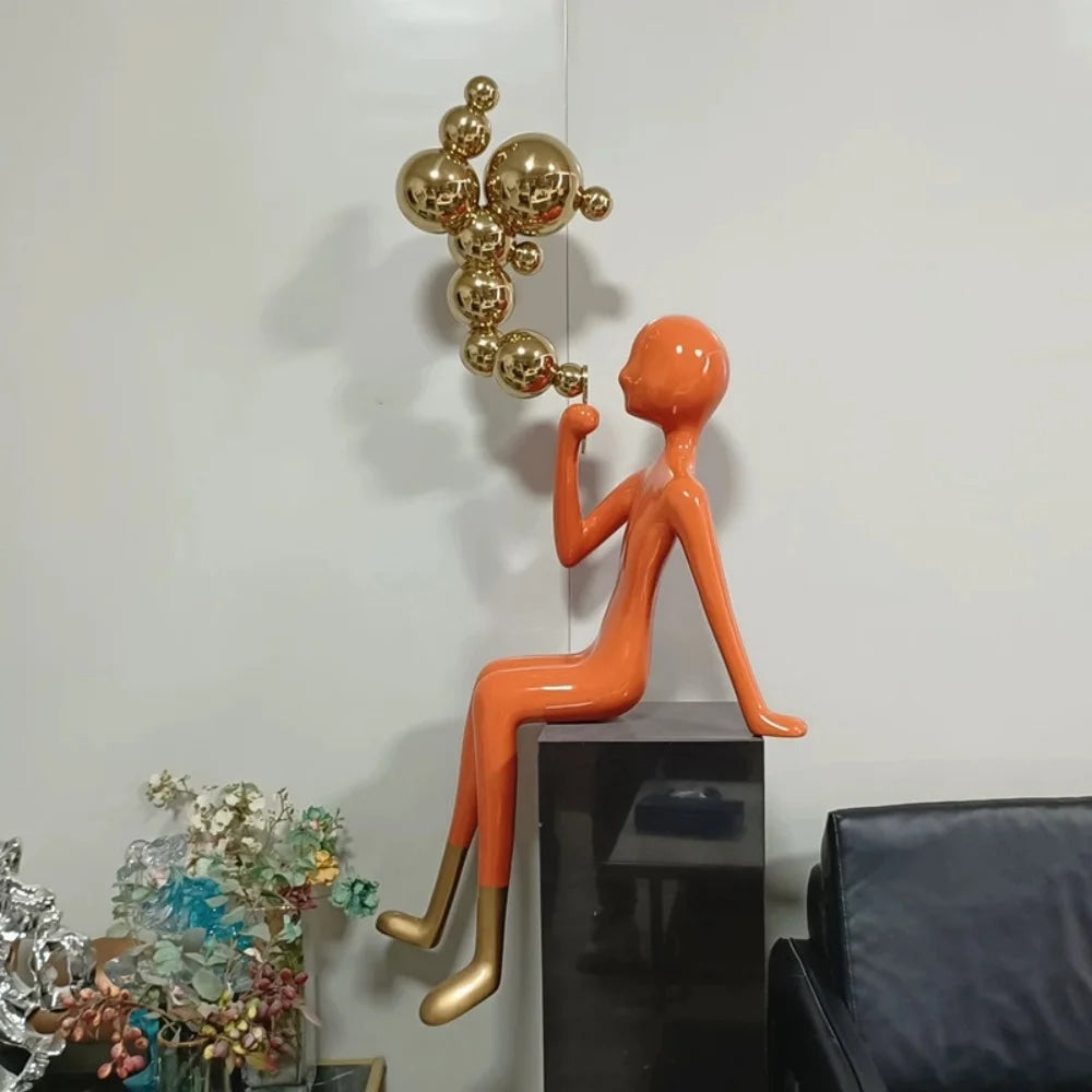 Fiberglass Statue Mirror Iridescent Bubble Figure Sculpture-OVERSCALE ART