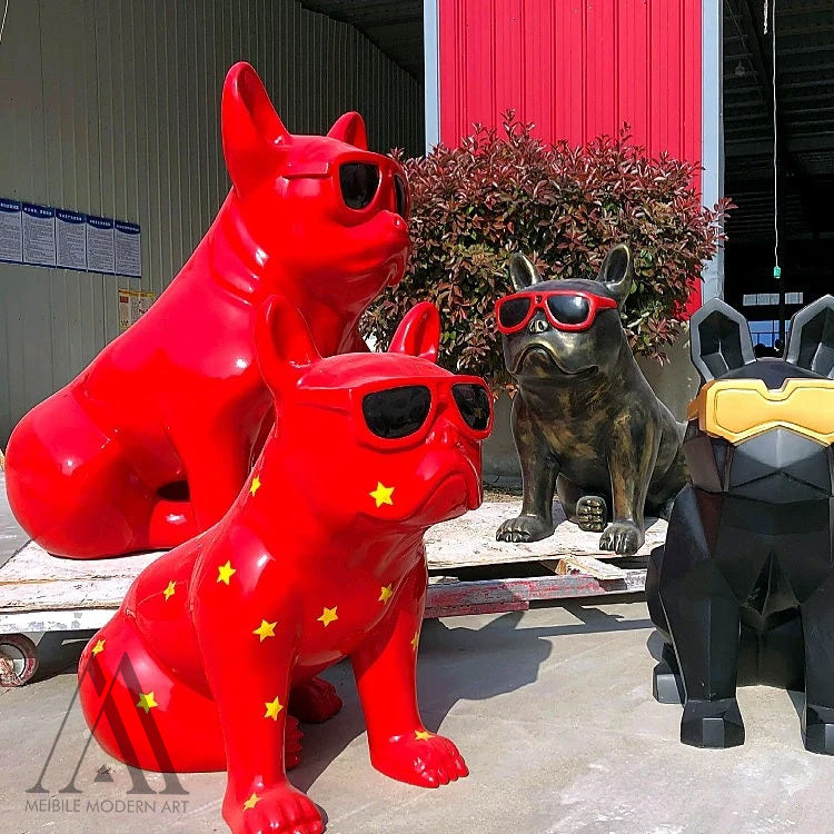 French Bulldog Sculpture With Sunglasses in Fiberglass