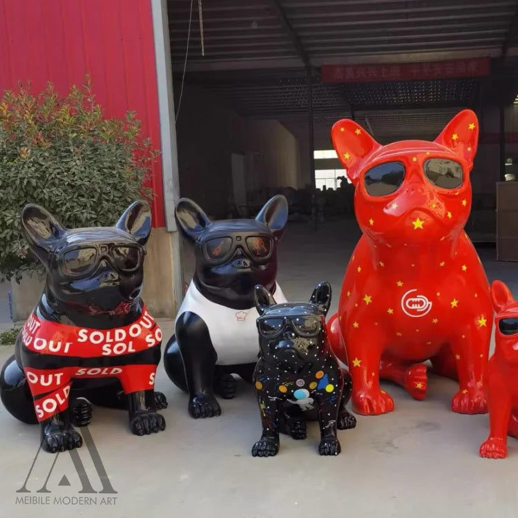 French Bulldog Sculpture With Sunglasses in Fiberglass
